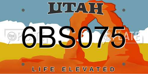 6BS075 Utah License Plate