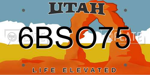 6BSO75 Utah License Plate