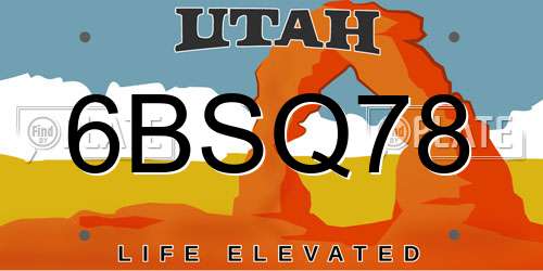 6BSQ78 Utah License Plate