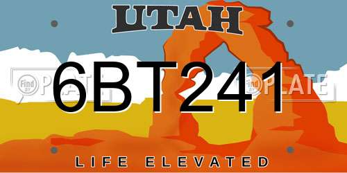 6BT241 Utah License Plate