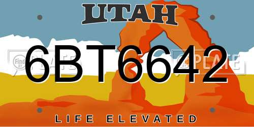 6BT6642 Utah License Plate