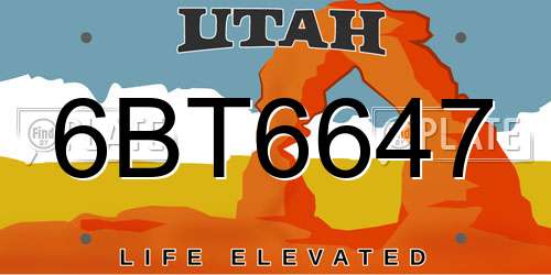 6BT6647 Utah License Plate