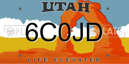6C0JD Utah License Plate