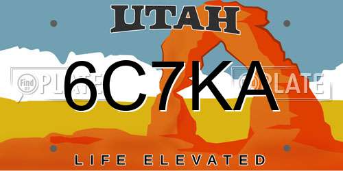 6C7KA Utah License Plate