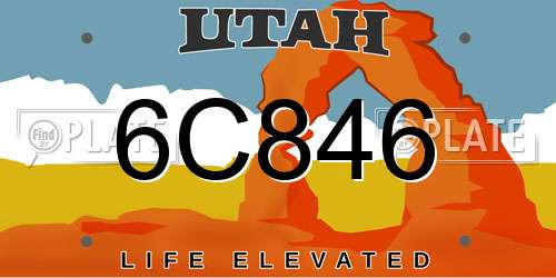 6C846 Utah License Plate
