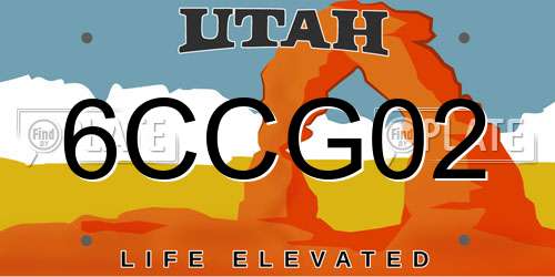 6CCG02 Utah License Plate