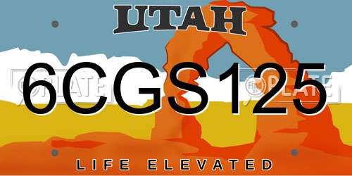 6CGS125 Utah License Plate