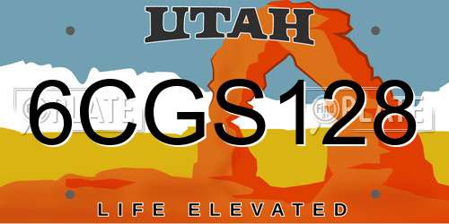 6CGS128 Utah License Plate