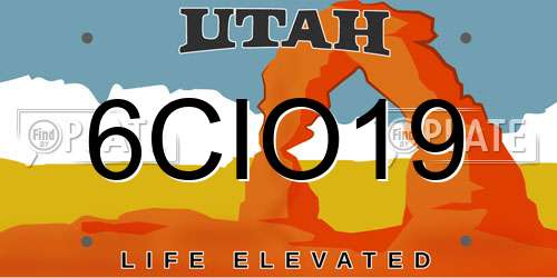 6CIO19 Utah License Plate