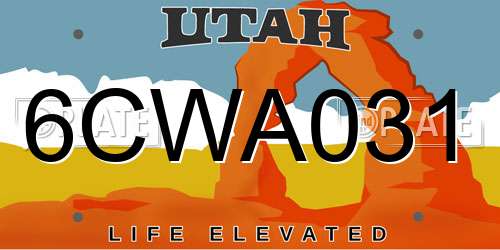 6CWA031 Utah License Plate