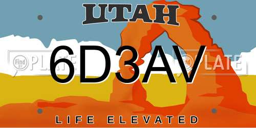 6D3AV Utah License Plate