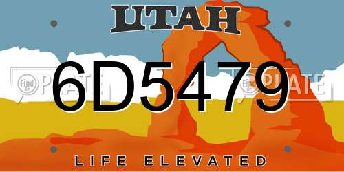 6D5479 Utah License Plate