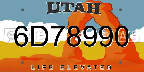 6D78990 Utah License Plate