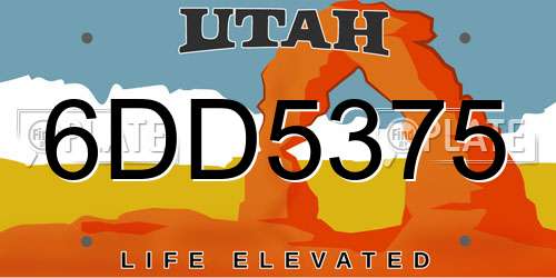 6DD5375 Utah License Plate