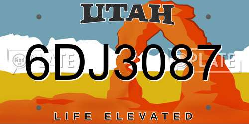 6DJ3087 Utah License Plate