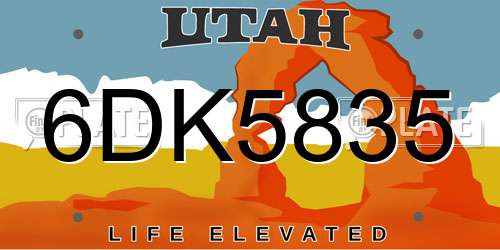 6DK5835 Utah License Plate