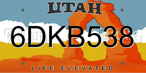 6DKB538 Utah License Plate