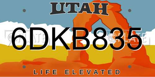 6DKB835 Utah License Plate