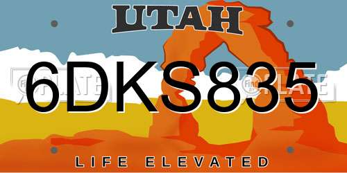 6DKS835 Utah License Plate