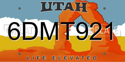 6DMT921 Utah License Plate