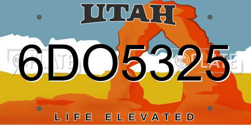 6DO5325 Utah License Plate