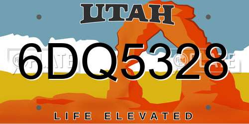 6DQ5328 Utah License Plate