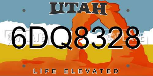 6DQ8328 Utah License Plate