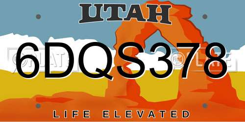 6DQS378 Utah License Plate