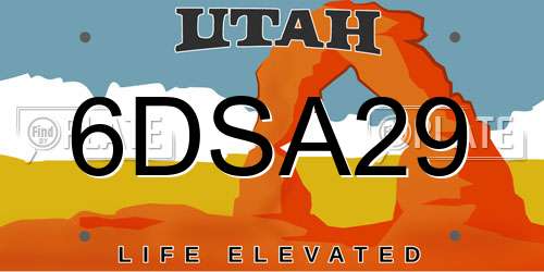 6DSA29 Utah License Plate