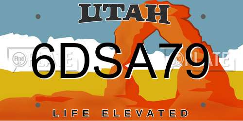 6DSA79 Utah License Plate