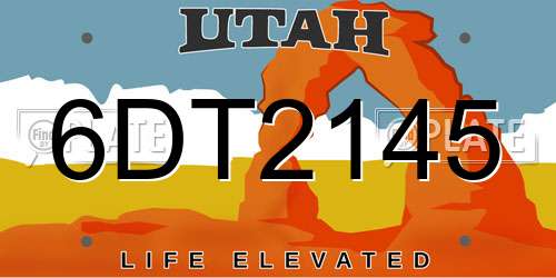 6DT2145 Utah License Plate