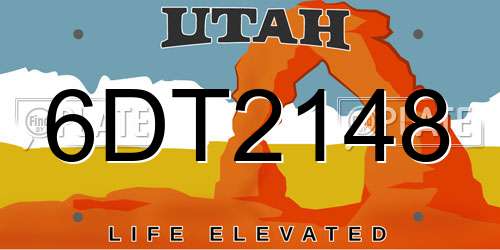 6DT2148 Utah License Plate