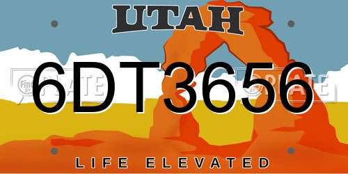 6DT3656 Utah License Plate