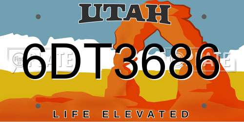 6DT3686 Utah License Plate