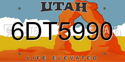 6DT5990 Utah License Plate