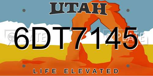 6DT7145 Utah License Plate