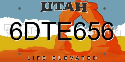 6DTE656 Utah License Plate
