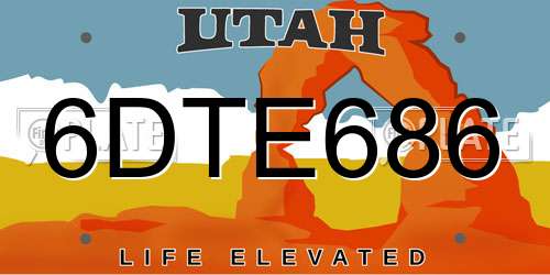 6DTE686 Utah License Plate