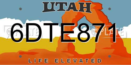 6DTE871 Utah License Plate