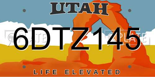 6DTZ145 Utah License Plate