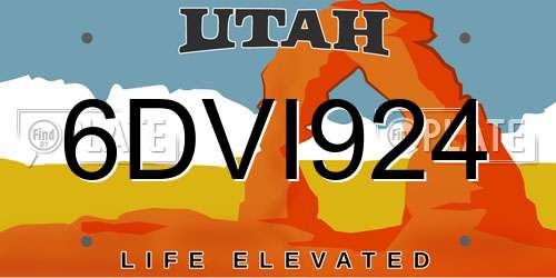 6DVI924 Utah License Plate