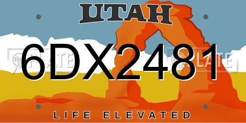 6DX2481 Utah License Plate