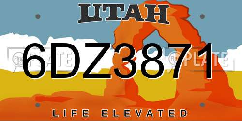 6DZ3871 Utah License Plate