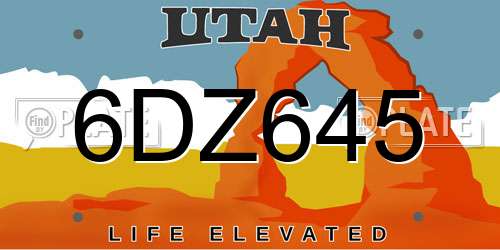 6DZ645 Utah License Plate