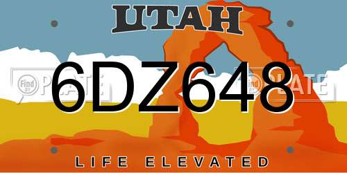 6DZ648 Utah License Plate