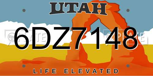 6DZ7148 Utah License Plate