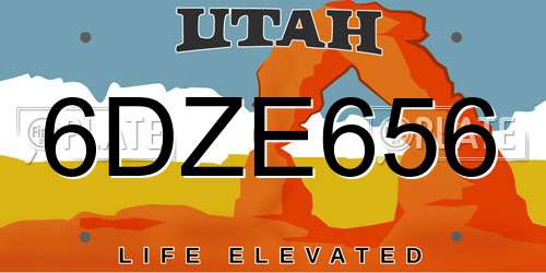 6DZE656 Utah License Plate