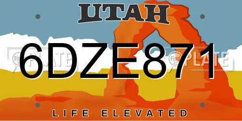 6DZE871 Utah License Plate