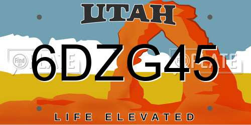 6DZG45 Utah License Plate
