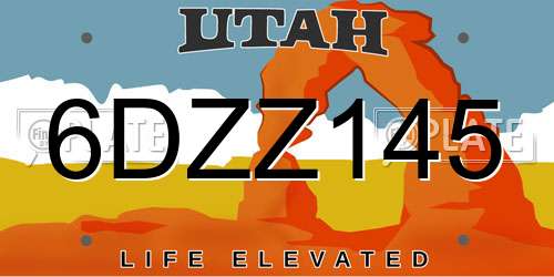 6DZZ145 Utah License Plate